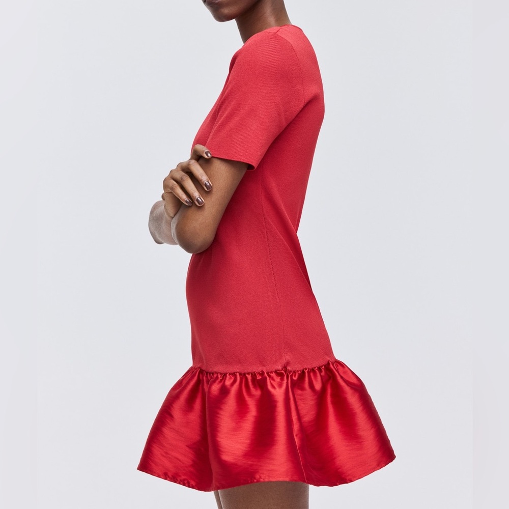 H&M Red Mini Dress with Ruffle Hem - Picture 4 of 4